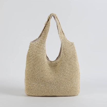 Sac de Plage en Paille Bohème | Rangement Spacieux et Élégant