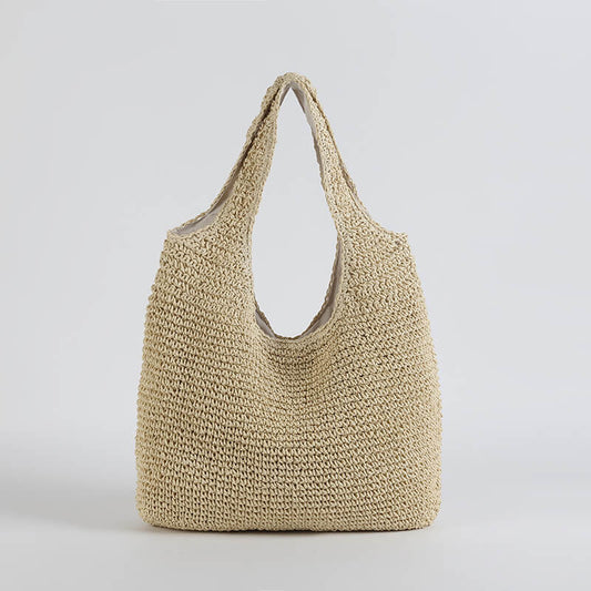 Sac de Plage en Paille Bohème | Rangement Spacieux et Élégant