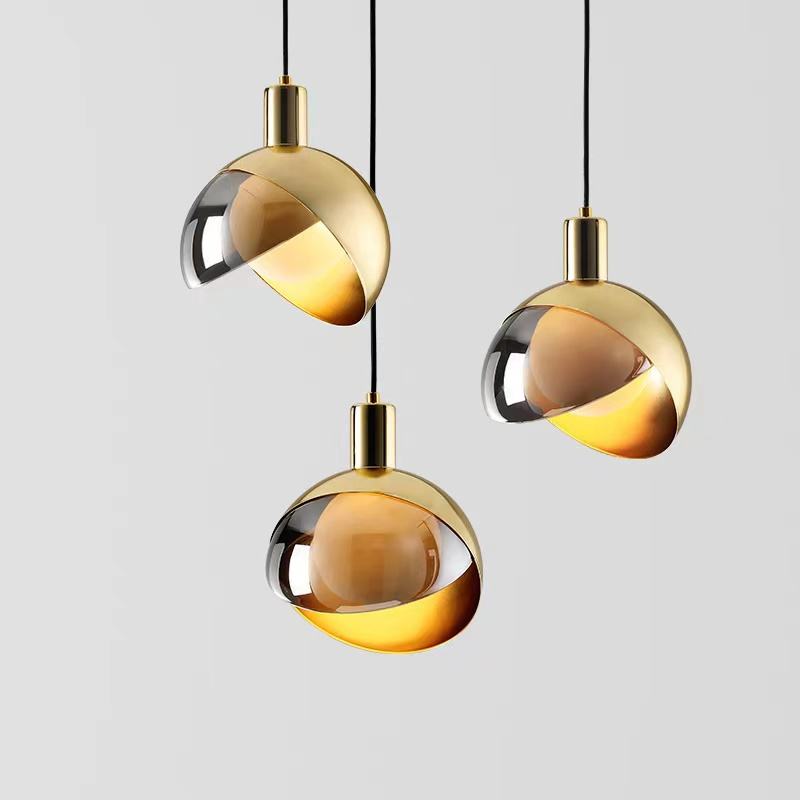 Suspension en Verre Doré Moderne | Design Scandinave Élégant et Réglable