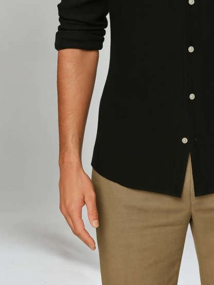 Chemise en Lin Noir pour Hommes | Élégance et Confort au Quotidien